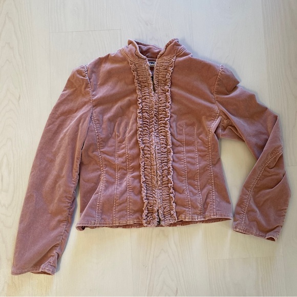 Express Dusty Rose Victorian Ruffle Jacket - Picture 2 of 4
